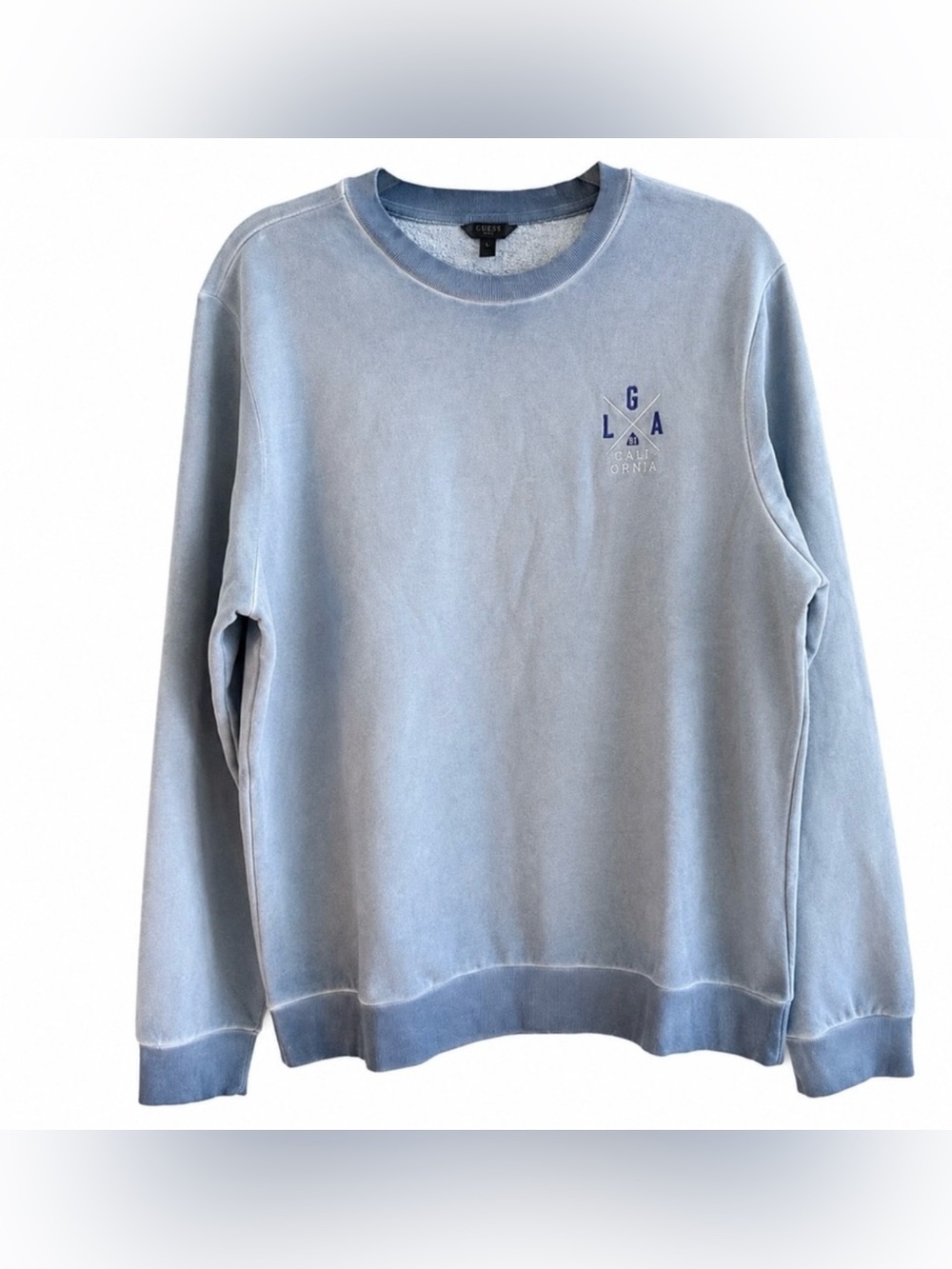 Guess Unisex Blue Distressed  Crewneck Sweater NWT size L